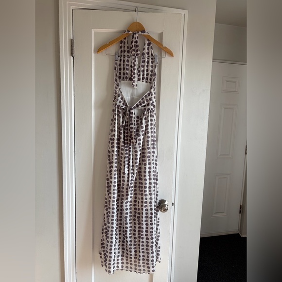 Elegant Polka Dot Halter Maxi Dress - Picture 5 of 5